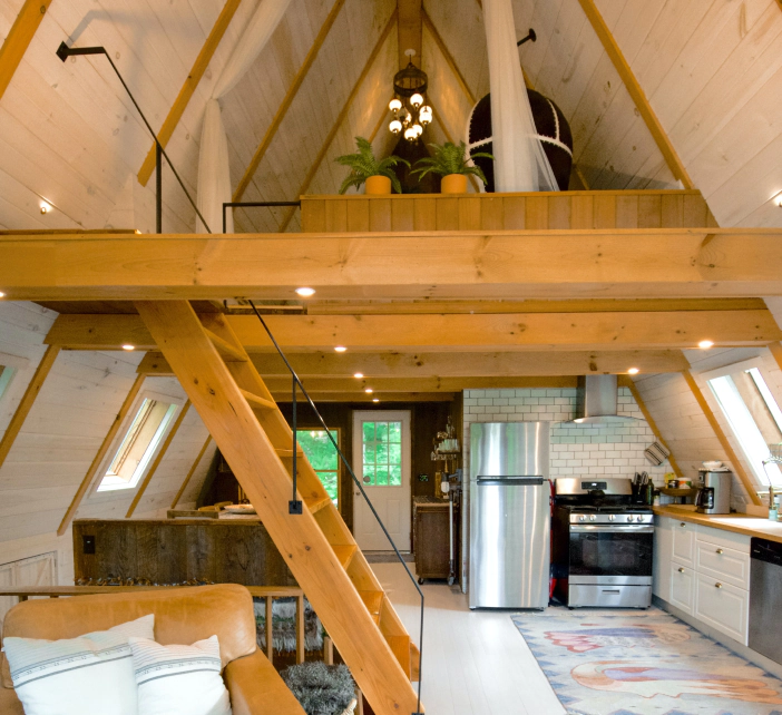 wood style interior with attic bedroom